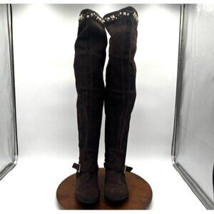 Apepazza Gemma Suede Brown Over the Knee Studded Boots Costal Cowgirl Women’s 8M